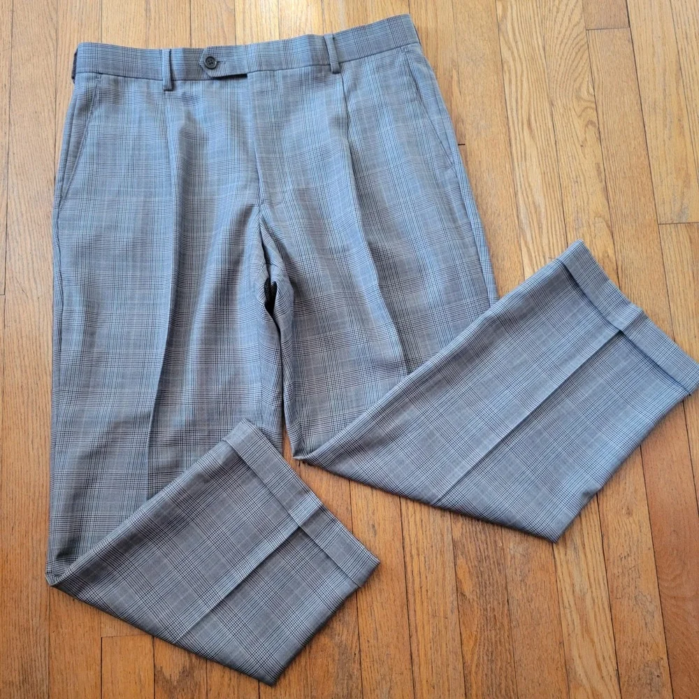 Paul Fredrick 39S Wool Suit Gray Glen‎ Plaid 2 Pc Suit Blazer Pants Preppy Twee